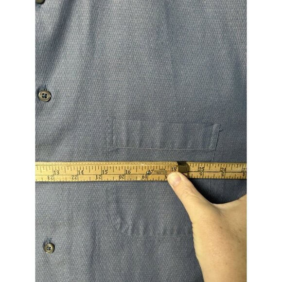 Paul Fredrick Herringbone Cotton Blue Finest Long Staple L/S Dress Shirt XL Slim - Picture 7 of 13